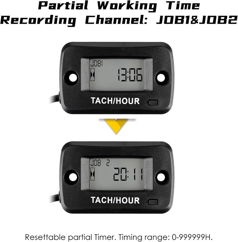 Jayron Magnetic Detact Digital Tachometer RPM Speed Meter User Shutdown Re-Settable Job Programmable Maintenance Interval Waterproof Design,for Lawn Mower Generators Compressors All Types of Engines - Image 4